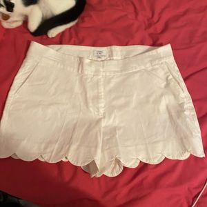 White Crown and Ivy Scalloped Hem Shorts